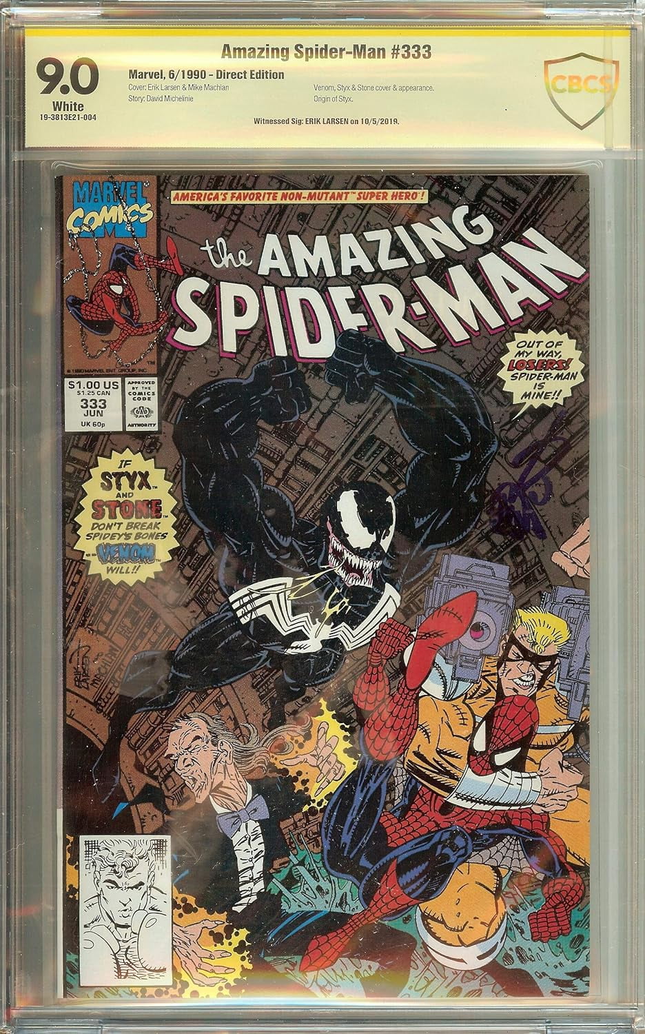 Amazing Spider-Man #333 CBCS 9.0 Signed Erik Larsen