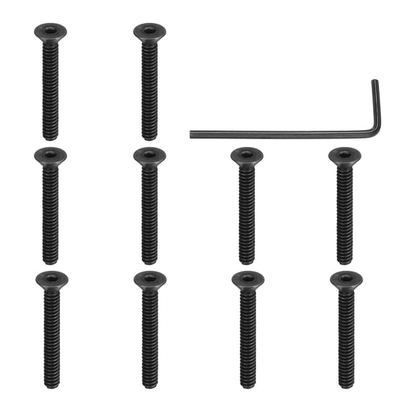 #6-32 x 1 Inch Flat Head Socket Cap Screws Hex Drive Machine Screws with Hex Spanner 10 Pcs