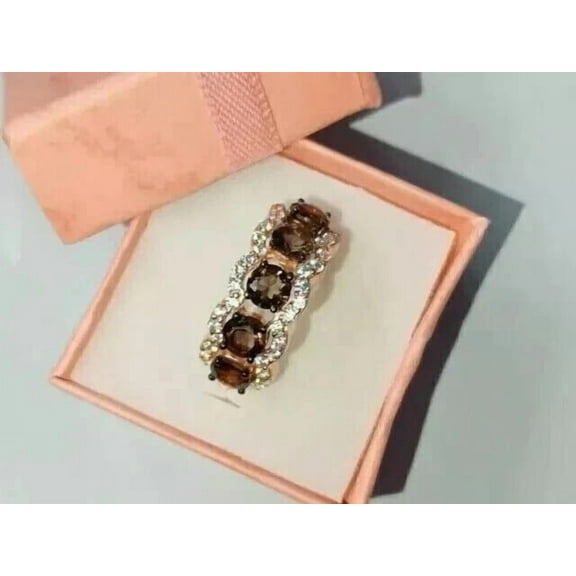 TAAPSEE JEWELS 2Ct Round Chocolate Cubic Zirconia Wedding Band Ring 14k Rose Gold Plated