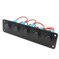 thumbnail image 2 of maskred Sleek and Durable Blue LED 5 Gang Round Dash Rocker Toggle Switch Panel for RV Boat 12-24V Style A 1Set, 2 of 6