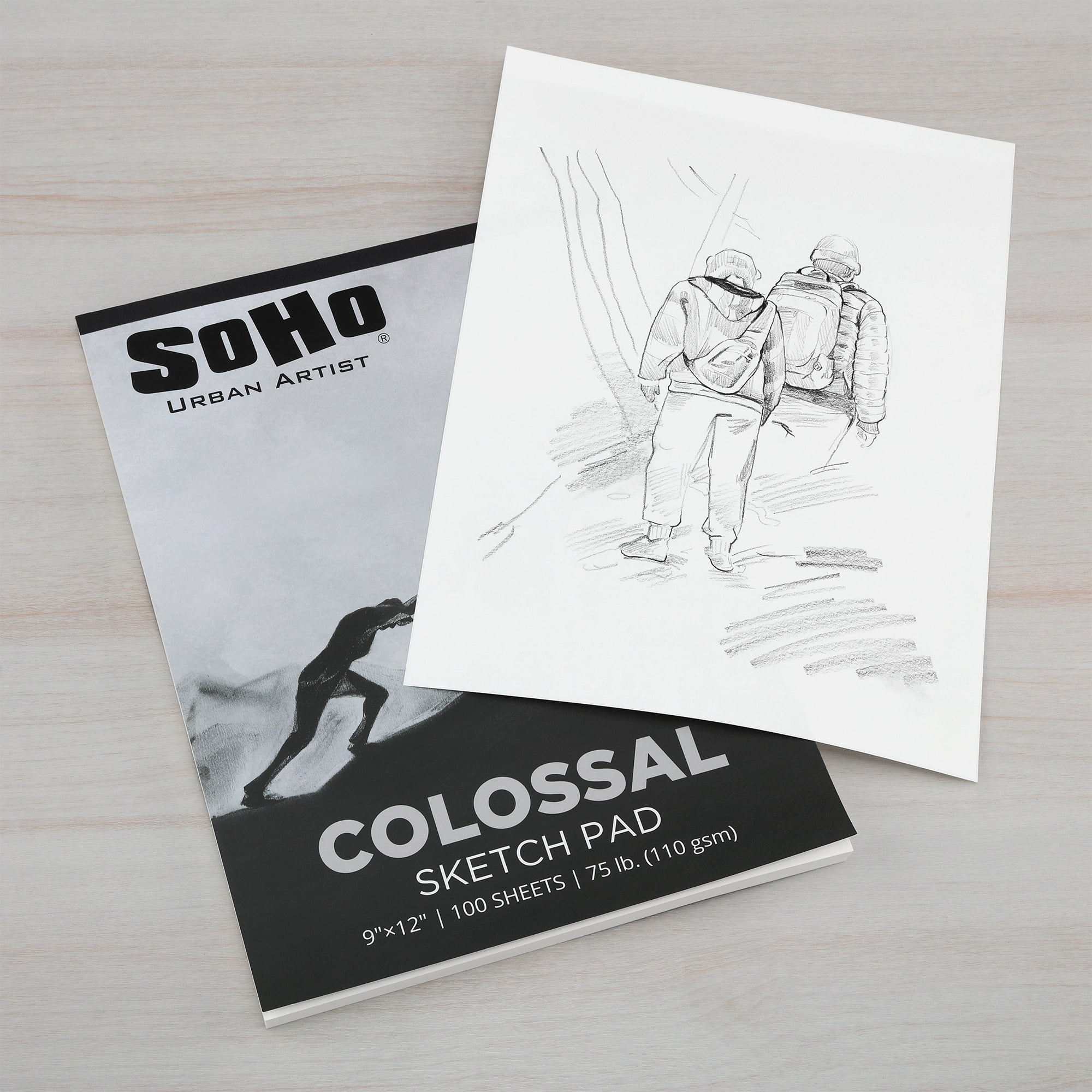 SoHo Urban Artist Colossal Sketch Pads 9x12" - Tape Bound Sketchbook for Artists, Dry Media, Graphite, Students, & More! - Single (100 Sheets)