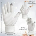 thumbnail image 4 of 4 Pieces Women Winter Knitted Beanie Hat Glove Set Skull Cap Touchscreen Gloves, 4 of 7