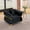 Black, variant on 39.8" Chesterfield Accent Chair, Black Velvet with Gold Metal Trim, Pleated Arms, Channel Stitch Cushions, Luxury Armchair for Living Room & Villa, 1 Pillow Included