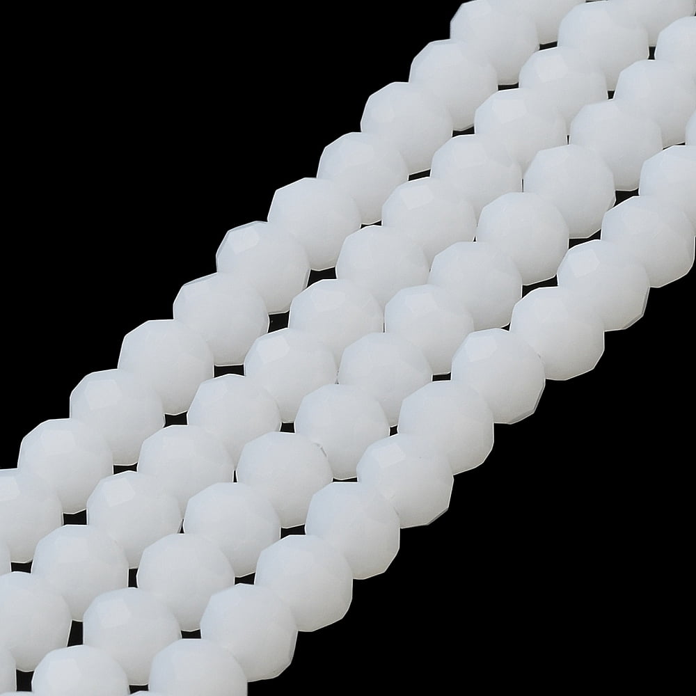Imitation Jade Solid color Glass Beads Strands Faceted Frosted Rondelle WhiteSmoke 10mm Hole: 1mm 60~61pcs/strand 46~48cm