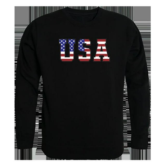 Rapid Dominance RS3-811-BLK-03 Flag Text 2 Graphic Crewneck Sweatshirt, Black - Large