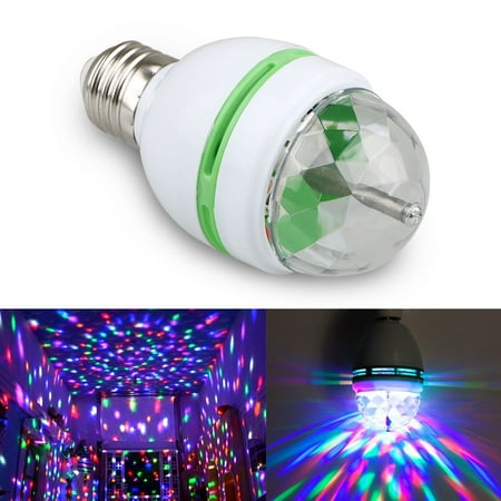 3W Crystal Ball Lights, E27 RGB DJ Ball Lamp Automatic Rotating LED Stage Lights, Wall Ceiling Light  for Disco Party Bar Club Dj Show Wedding Ceremony Stage Effect Light, Energy