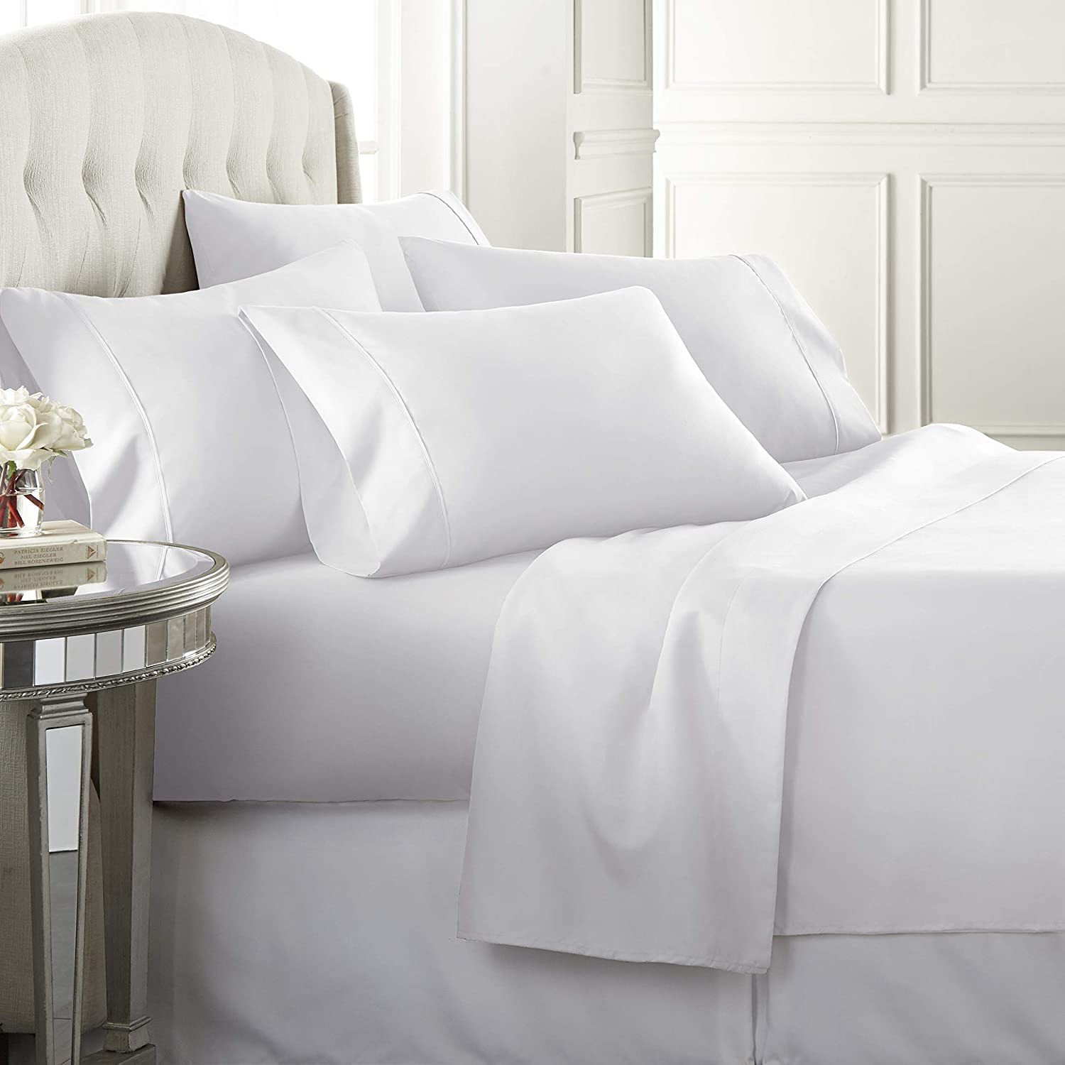 4PCS Hotel Luxury Soft 1800 Series Premium Bed Sheets Set King Size-Black Color 