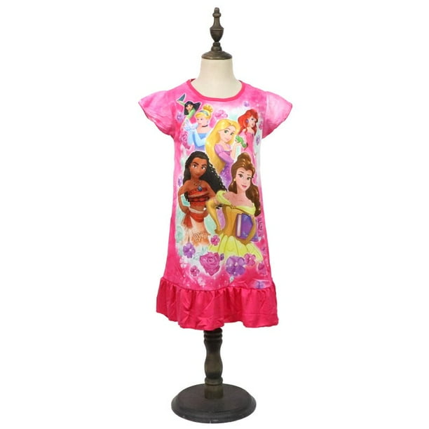 Disney Princesses Girl Dress Rapunzel Summer Frozen Kids Clothes Children's Pajamas Birthday Casual Costume Belle Ariel Aurora6T Gao Jinjia LED