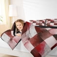 thumbnail image 3 of Homewish Red Ombre Plaid Full Size Comforter Sets,Abstract Geometric Bedding Comforter Set,Black Reversible,3-Piece,1 Comforter and 2 Pillowcases, 3 of 7