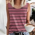 thumbnail image 2 of JSheng Summer Striped Tank Tops for Women Fashion Summer Striped Round-Neck Sleeveless Tank Top Pink XXXXL, 2 of 5