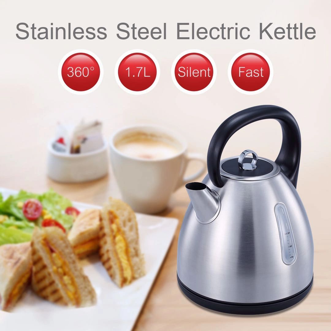 Avan-Pacific Stainless Steel 360°Cordless Electric Kettle 1.7L 1500W Auto Shut-Off, Boil Dry Protection ETL/FDA Approval (Red)