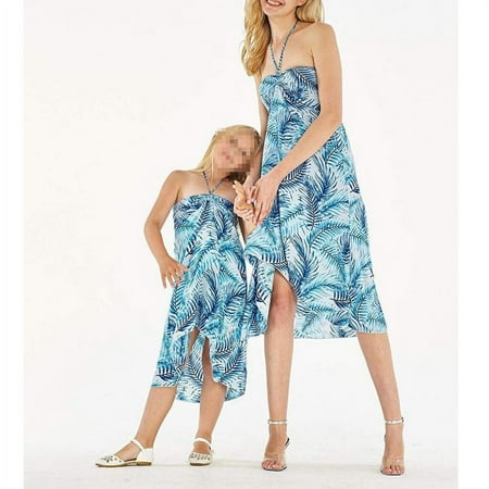 

Women Girl Family Matching Floral Boho Sleeveless Dress Party Beachwear Sundress
