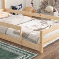 thumbnail image 5 of Yoneston Twin Kids Floor Bed House Headboard Platform Bed Frame with Fence and Door for Girls Boys, Natural, 5 of 8