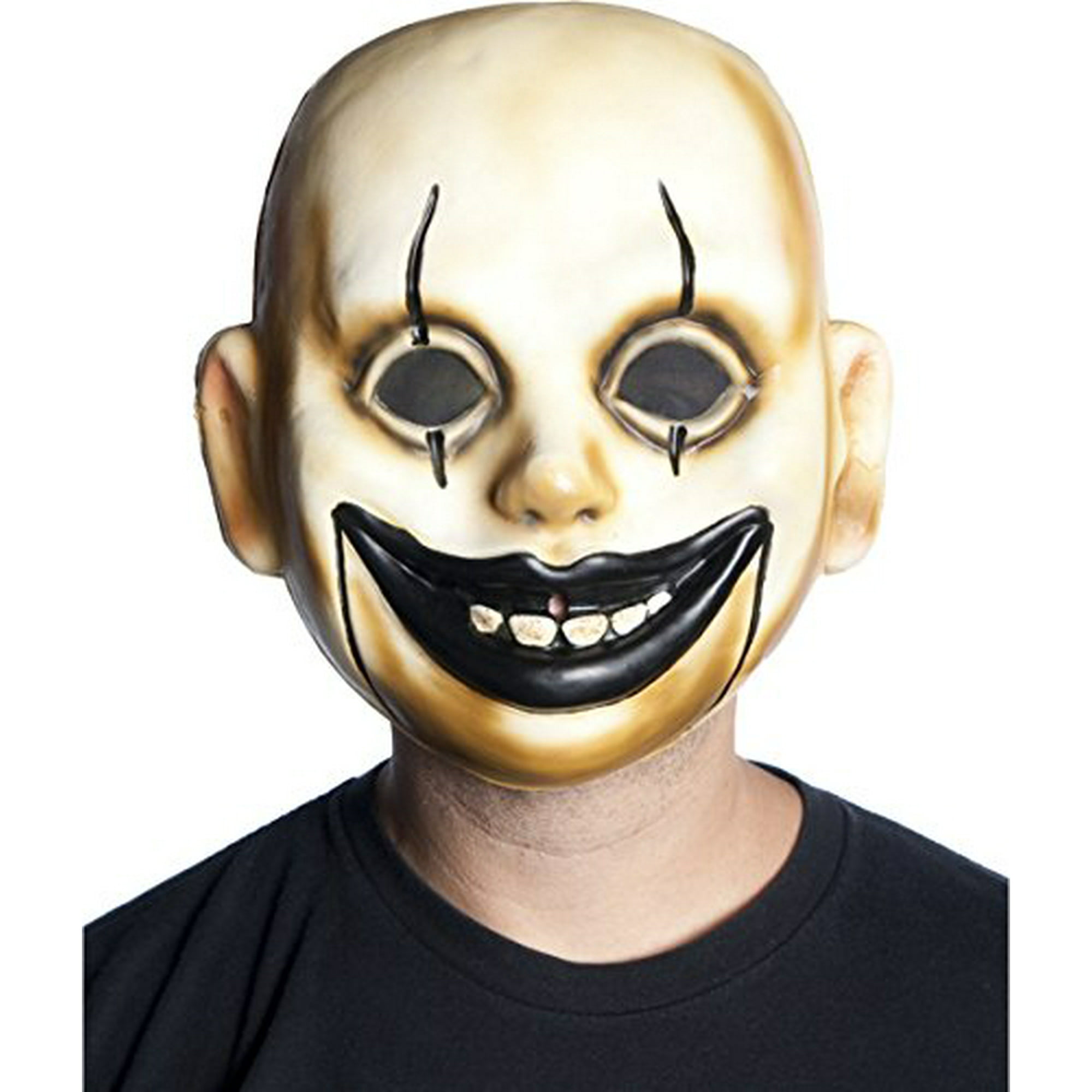 Clown Doll Face Mask Plastic Creepy Smile Scary Halloween Costume Accessory - Main Image