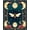 Teal Gold Cream, Pattern 2, variant on ODIKA 2'x3' Washable Throw Rug Moth Shaped Gothic Mystical Border Whimsical Round Witchy Motif for Hallway, Study Room, Non-Slip Low Profile, Flatwoven
