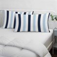 thumbnail image 4 of Navy Blue Aqua Striped Standard Size Pillow Cover, Pillowcase Protectors with Zipper, Breathable Decorative Throw Pillow Case Cover, Farmhouse Stripe Art Pillow Shams for Couch Sofa 20x26Inch, 4 of 8