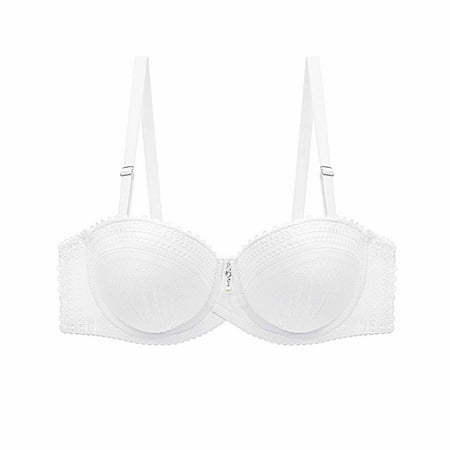 GENGING Bras for WomenWomen s 50% off Clear Lace With Color Rollback Clothes Double Breasted Push Up Bra