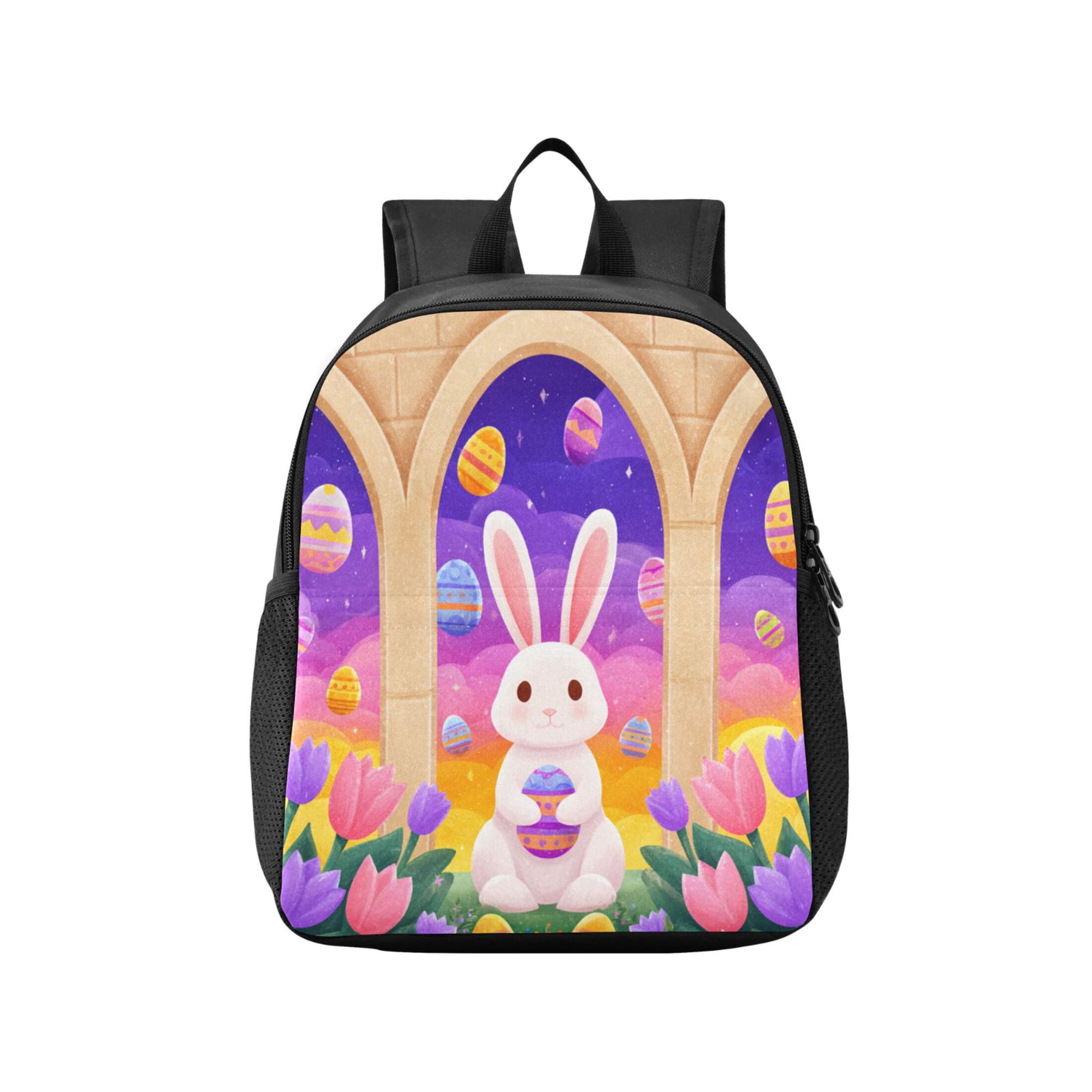 Toddler Backpack Castle Easter Bunny Pattern Waterproof Lightweight Backpack Casual Mini Daypack for Daycare & Travel