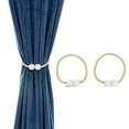 thumbnail image 1 of 2 Pcs Magnetic Curtain Tiebacks Convenient Drape Tie Backs Pearl Decorative Rope Holdback Holder for Small, Thin or Sheer Window Drapries, Gold, 1 of 5