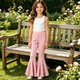thumbnail image 7 of TIREOW Toddler Baby Girls Bell Bottom Pants Elastic Waist Solid Color Oversize Hem Flare Pants Soft Knit Flare Trousers, 7 of 7