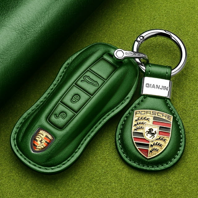 Car Key Fob Cover Case Protector Panamera 911 718 Macan Fits '23 Cayenne Porsche Key Cover: Genuine Leather