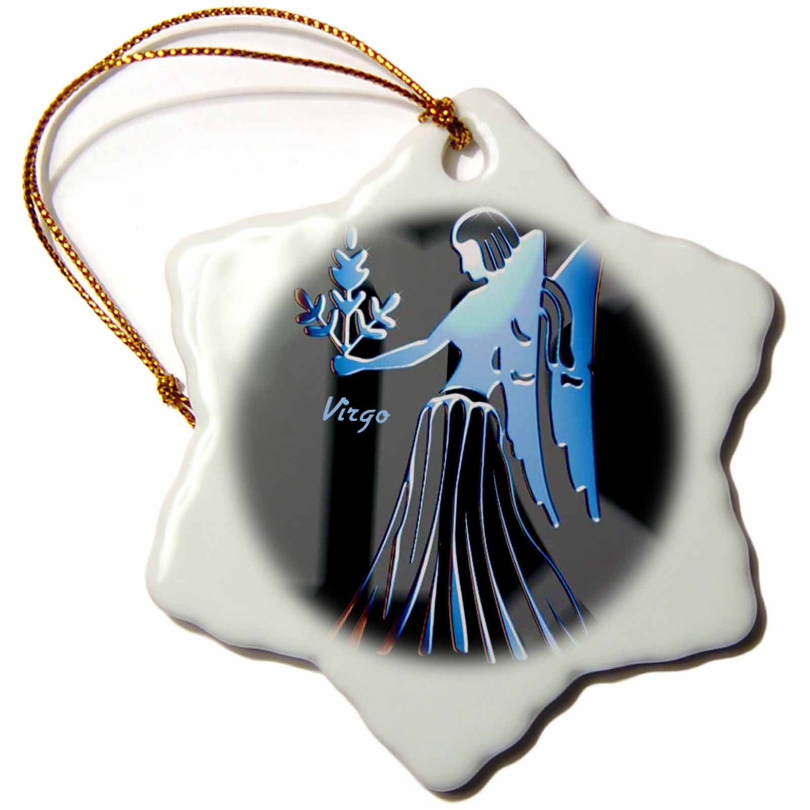 3dRose Virgo Zodiac Sign Snowflake Ornament, 3inch