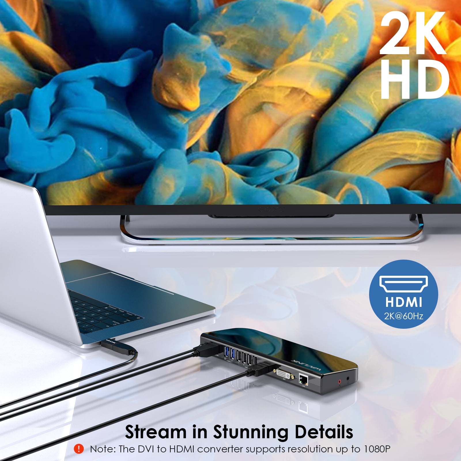WAVLINK 13-in-1  USB 3.0 Universal Laptop Docking Station, USB-C Hub Dual Monitor for M1/M2 Mac, Windows
