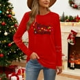 thumbnail image 4 of HOMBOM Shirts for Women Fashion Fall Christmas Tree Christmas Red Crewneck Ladies T Shirts Xmas, 4 of 9