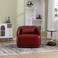 thumbnail image 3 of Swivel Barrel Chair, Comfy Round Accent Sofa Chair for Living Room, 360 Degree Swivel Barrel Club Chair, Leisure Arm Chair for Nursery, Hotel, Bedroom, Office, Lounge (Wine Red PU), 3 of 9
