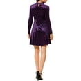 thumbnail image 3 of INSPIRE CHIC Women's Dress Velvet Choker Neck Long Sleeve High Waist A-Line Mini Dresses S Purple, 3 of 6