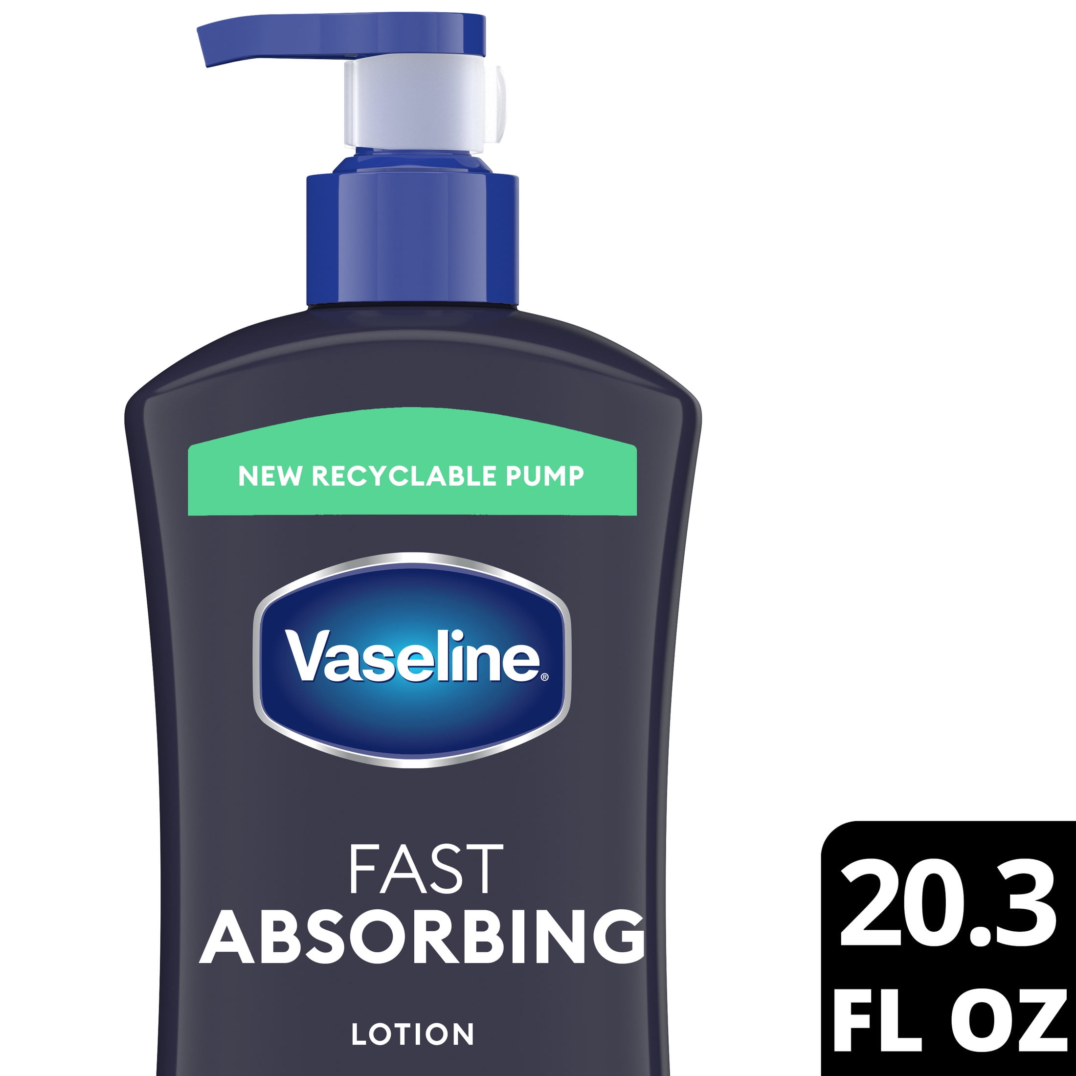 (4 pack) Vaseline Men Fast Absorbing 3-in-1 Face, Hands & Body Lotion for Men Dry Skin, 20.3 oz