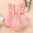thumbnail image 3 of Penkiiy Newborn Infant Baby Girls Sleeveless Ruffled Lace Bodysuit Romper Clothes Cotton One-piece Romper 6-9 Months Pink on Clearance, 3 of 9