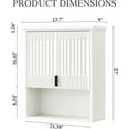 thumbnail image 2 of Fatmok Wall Mount Bathroom Cabinet with Fluted Doors and Adjustable Shelf, Over-The-Toilet Space Saver Storage Organizer, Wooden Medicine Cabinet, White, 2 of 8