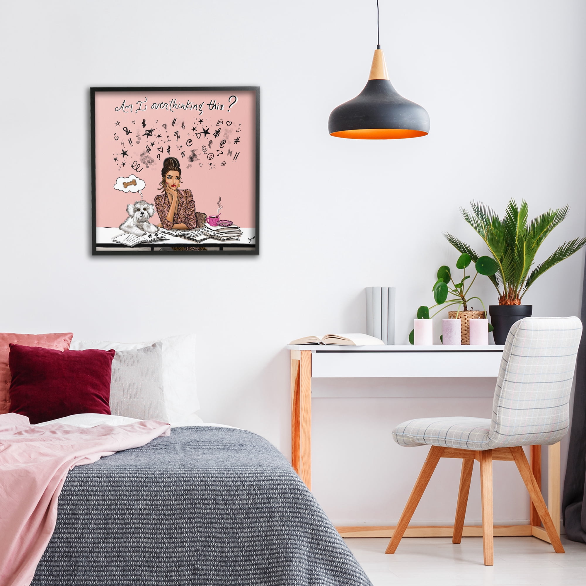 Stupell Industries Overthinking Reflection with Puppy Black Framed Giclee Art, design by Tara Boone