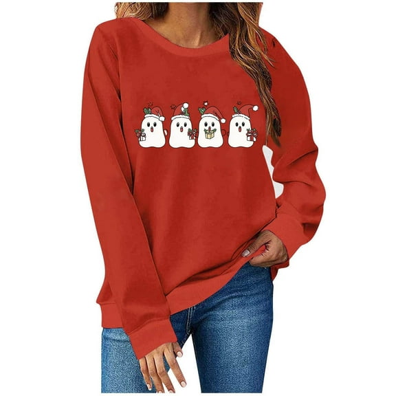 My Items Talove Long Sleeve Shirts for Women Graphic Printed Sweatshirt Women Fall Clothes Crew Neck Graphic Tees Womens Tops Fall Colors Christmas Shirts