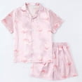 thumbnail image 2 of Zshosam Baby Girl Pajamas Girls Satin Pajamas Set Button Down 2 Piece Silk Pjs Shorts Set Ruffle Sleepwear Size 6T 7T,(Watermelon Red 6-7 Years), 2 of 3