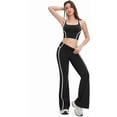 thumbnail image 6 of PISONIC Two Piece Womens Workout Set Backless Color Block Tank Tops Matching High Waist Wide Leg Leggings Gym Work Out Outfits, 6 of 7
