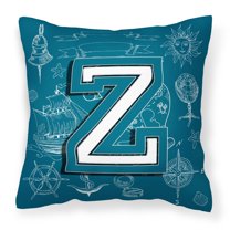 Carolines Treasures CJ2014-ZPW1414 Letter Z Sea Doodles Initial Alphabet Canvas Fabric Decorative Pillow 14Hx14W
