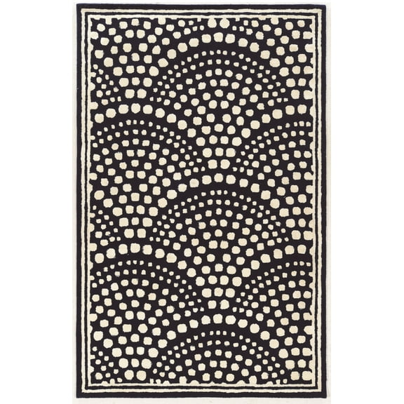 Linon Aspire Scallop Hand Tufted Wool 5'x8' Rug in Navy