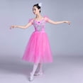 thumbnail image 4 of Doomiva Women Puff Sleeve Ballet Dance Mesh Tulle Long Dress Ballerina Swan Lake Princess Dress Pink XXL, 4 of 6