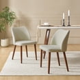 thumbnail image 2 of Modern Upholstered Dining Chairs Armless Side Chairs Set of 2 Curved Backrest Solid Wood Legs Dining Room Kitchen Ivory, 2 of 9