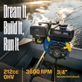 thumbnail image 2 of Westinghouse 212cc Gas Engine, 4-Stroke OHV Horizontal Shaft Gasoline Engine, 3/4" Diameter for Go-Karts, Pressure Washers, Log Splitters, Tillers, and Water Pumps, 2 of 12