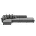 thumbnail image 5 of 155" Sectional Modular Sofa, Modern L-Shaped Corduroy Upholstered Deep Seat Corner Sofa 4-Piece Set with Reversible Chaise, Minimalist Style Couch for Living Room, Apartment, Office, Gray, 5 of 7