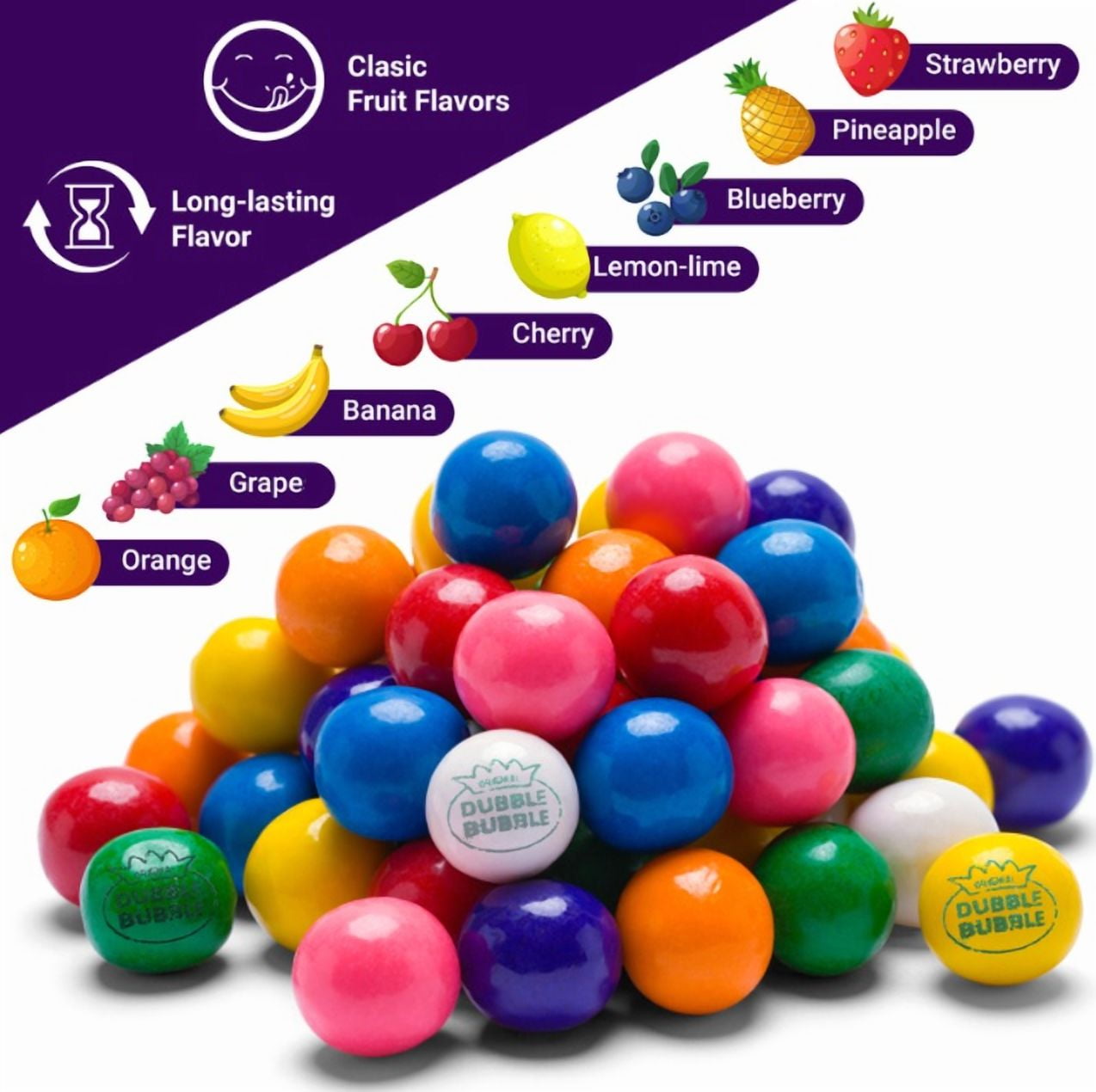Gumballs 1 Inch - 3 Pound Bag - Gum Balls For Gumball Machine - Gumballs Bulk - Gum Ball Machine Refill - Assorted Fruit Flavor - Bubble Gum