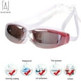 thumbnail image 2 of Gustave Swimming Goggles and Cap, Silicone Swimming Bubble Cap Anti-slip + Anti-fog Swim Goggle Swimming Glasses Set for Adults Men Women Youth, White & Rose Red, 2 of 10