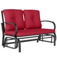 thumbnail image 1 of Outsunny 2-Person Outdoor Glider Chair, Patio Double Rocking Loveseat with Steel Frame and Cushions for Backyard, Garden and Porch, Red, 1 of 10