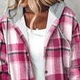 thumbnail image 4 of Xdegoge Fleece Lined Hoodies for Women Zip Up Drawstring Hoodie Coat Vintage Plaid Jackets with Side Pocket Outdoor Keep Warm Jacket Casual Thermal Coats, 4 of 6