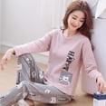 thumbnail image 4 of Ensemble de Pyjama Mince d'Automne 2 Pcs pour Femmes, Tenue de Nuit Adorable, Ensembles pour la Maison 2021, Col Rond, Filles, Vêtement de Nuit « Teacup », Pyjama à Manches Longues, 4 of 5