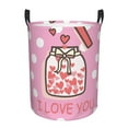 thumbnail image 2 of YFYANG Waterproof Laundry Hamper, Pink Heart Pattern Laundry Basket Oxford Fabric with Handle Foldable, M, 2 of 8