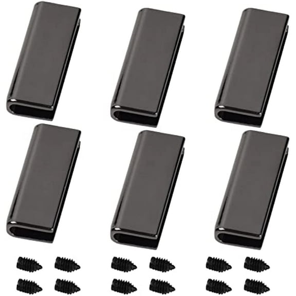 6 Sets Belt Tip with Screw Belt Buckle End Tip 1 Inch Webbing Tip Strap End Caps for Webbing Belt Belt Clip Repair Belt Ending DIY Sewing Craft(Sliver)